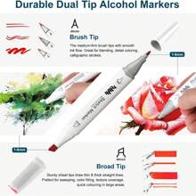 100 Farben Alkohol-basierte Marker, feine & breite Dual-Spitze permanente Künstler-Kunstmarker, Skizziermarker für Erwachsene und Kinder Malbücher, Illustration, Hervorhebung und Unterstreichen, Schulanfang