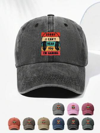 1 件男女通用复古棒球帽，印有玩家标志，可调节，适合户外运动、徒步旅行、日常穿着，时尚百搭