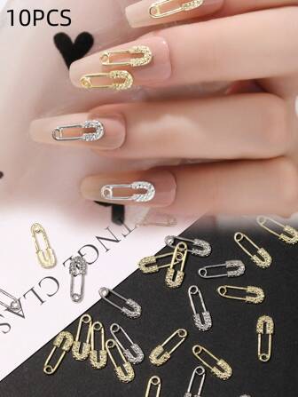 10 buc cleme de hârtie 3D Y2K brelocuri pentru unghii acrilice, brelocuri punk aurii și argintii pentru unghii, piese mecanice, accesorii pentru unghii, bijuterii pentru unghii, consumabile pentru unghii artizanale DIY