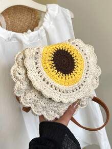 Summer Straw Chic Minimalist Shoulder Cross-Body Bag - Yellow - View 2