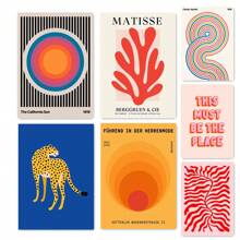 1 Pc No Frame Matisse Abstract Canvas Painting Leopard Colour Block Aesthetic Poster Wall Art Animal Patterns Bedroom Decorative Wall Art - Multicolor - View 1