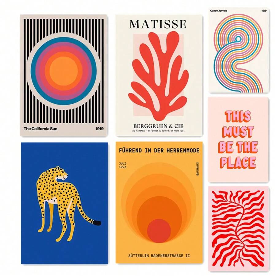 1 Pc No Frame Matisse Abstract Canvas Painting Leopard Colour Block Aesthetic Poster Wall Art Animal Patterns Bedroom Decorative Wall Art - Multicolor - View 1