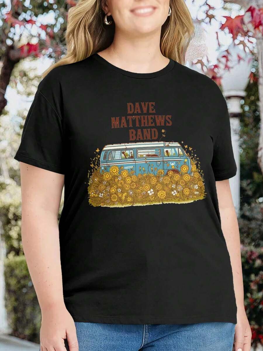 DMB Fun Oversize Oversize Women T-Shirt For Ladies Dave Matthews Band Dream Pop Folk Influences - Black - View 1