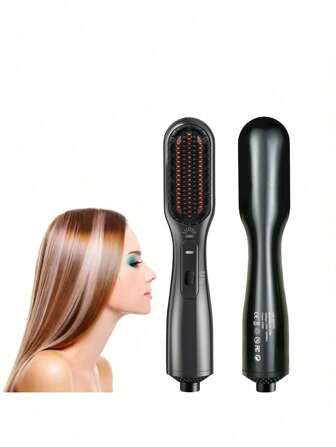 3 合 1 吹风机刷和直发器刷，强力陶瓷电气石离子热风刷，3 种热量/2 种速度设置，一步式吹风机和造型器，适合所有发质（英国）