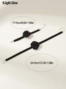 2pcs/Set Girls Flower Necklace And Bracelet Jewelry Set, Suitable For Daily Decoration - Black - View 2