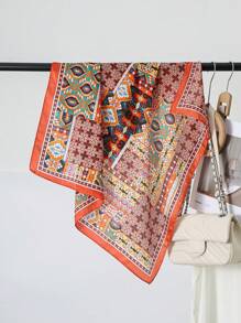 70cm 方形仿丝围巾，女式印花围巾，披肩，发饰，防晒沙滩巾，适合春夏海滩配饰