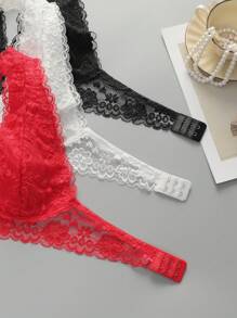 Viomisha 1 Piece Women's Halter Top Bra Sexy Lace Bra  Lace Bralette Triangle Cup Bra Backless Bra Back Buckle Shoulderless Halter Neck Underwear. - Đen+Trắng+Đỏ - Xem 11