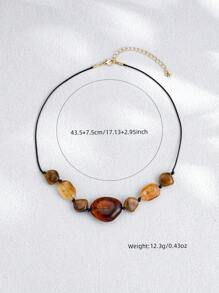 1pc Bohemian Style Acrylic Resin Brown Pendant Necklace, Thick Multicolor Beaded Statement Yellow Brown Fashion Jewelry, Beaded Necklaces For Women - Acrylic Pendant Necklace for Women - View 4