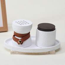 A Three Pieces Minimalist Incense Burner. Unique Design With Leather Straps. Aromatherapy Supplies. Suitable For Home Decoration, Bedroom, Living Room, Reception Room, Yoga Room, Studio, Restaurant, Party, Atmosphere Scene Decoration Supplies, Desktop Ornaments, Festival Supplies, Can Be Used As Gifts Birthday Graduation