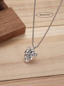 1 pieza Collar con colgante de órgano de corazón vintage, collar de cadena personalizado versátil unisex para parejas