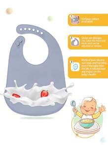 2pcs Customizated Name Children Silicone Bibs Soft Durable Bibs For Eating With Large Pocket Food Catcher Personalized Gifts All Seasons