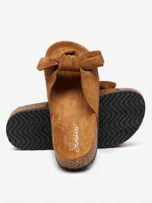 Women's -Suede Slippers With A Bow In Blue Dofro- Footwear
