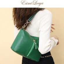 Small Genuine Leather Crossbody Purses For Women With Hand Carry Strap Zipper Shoulder Handbags Crossbody Purses For Women With Anti-Theft Back Zipper Pocket Women Bag Include Soft Leather Fabric Hight Quality Smooth Zipper And Adjustable Removable Shoulder Strap Handbags For Ladies With Zipper Closure Perfect Gifts And Thoughtful Present For Halloween Christmas Valentine's Day Birthday Teachers Day Mothers Day New Year's Independence Day Adapt Various Styles For Vintage Casual Cute Elegant Retro Simple Minimalist  Black  Khaki Red Green 4 Colors Options Crossbody Bag For Women Versatile Purses For Wedding Travel Work Shopping Vacation Party School - Green - View 3