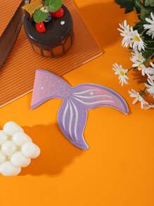 50 件 13 英寸 X 13 英寸一次性美人鱼尾巴形餐巾，紫色鱼鳞设计，适合主题派对和日常装饰 - 彩色 - 查看 1