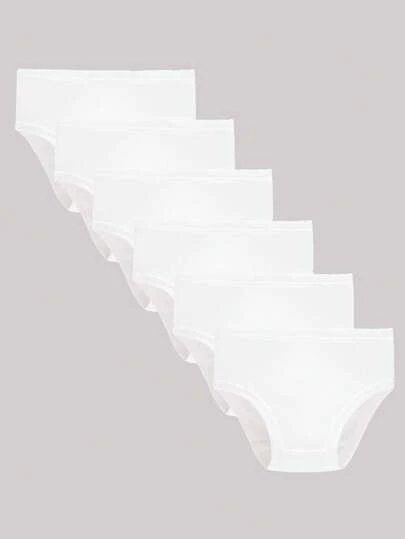6pcs/Pack Baby Girls Underwear Solid Color White Triangle Panties