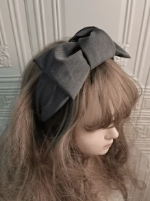 1 Peça Faixa de Cabeça Cinza Extra Grande Elegante e Retrô Laço Francês, Acessório de Cabelo, Presilha de Cabelo Trançada na Moda, Arco Versátil para Uso Diário, Maquiagem, Penteados, Festivais, Dia dos Namorados, Presente, Faixa de Cabelo, Arco de Cabelo