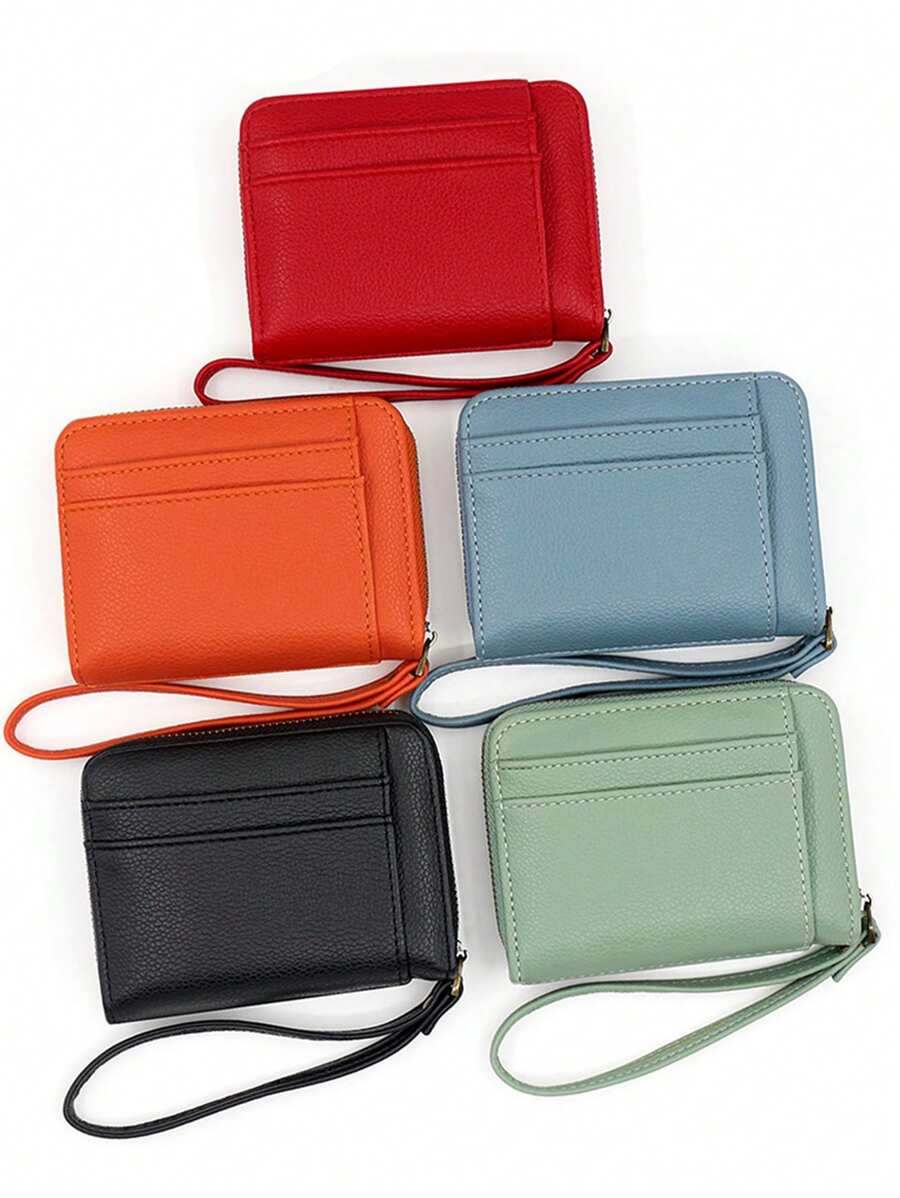 Litchi Texture Clutch Coin Purse, Short Mini Wallet, Coin Pouch, Key Holder - Multicolor - View 1