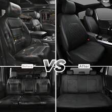 Full Set PU Leather Car Seat Covers, Compatible With Airbag, Breathable, Suitable For Cars, Trucks, SUVs, Comfortable, Durable, Waterproof And Breathable, Prevents Car Seat From Stains, Dirt And Spills