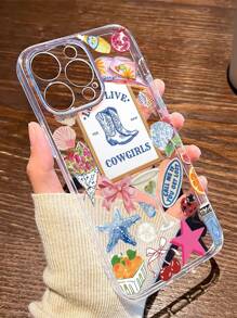 1 件 Western Boots & Cocktail 图案亚克力镜面手机壳，适用于 16/16Pro/16Plus/15/15ProMax/15Pro/11/12/13/14ProMax/11Pro/11ProMax/12Pro/12ProMax/13Pro/13ProMax/14Pro/14ProMax/16ProMax/16/16Pro/16Plus/12Mini/13Mini，极简主义和创意 - 彩色 - 查看 3