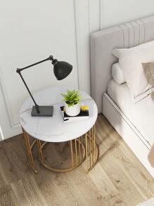 Nesting Coffee Table Set Of 2, Round Table, Morden End Side Table Night Stand For Bedroom Dining Room - Marble White - View 7