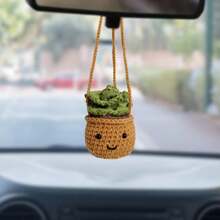 1 pieza de adorno colgante para el espejo retrovisor, hecho a mano en estilo bohemio, accesorio ideal para mujeres, niñas, amantes de suculentas/cactus, decoración interior verde para el coche, también apto como accesorio colgante para camiones, decoraciones y regalos de boda, decoración del hogar