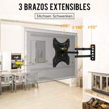 Universal TV Wall Mount For 17-42 Inch TV Up To 30kg, Swivel Tilt Telescopic TV Wall Mount, MAX VESA 200x200mm, VESA Monitor Mount, Swivel TV Arm - 黑色 - 查看 8