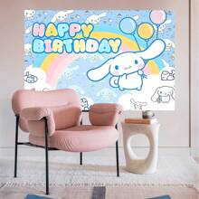 Sanrio 1 pezzo Striscione decorativo per feste di compleanno di cani in giada bianca, tema a cartoni animati, decorazioni perfette per feste di doccia, arredo camera da letto, sfondi per foto e cabine, 210 cm x 150 cm e 100 cm x 75 cm