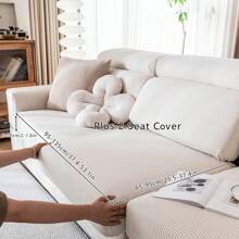 1pc Waterproof Jacquard Universal Stretch Sofa Cushion Cover, Modern Simple Style Anti-Slip Sofa Cover, Living Room Sofa Protector Fits L-Shaped Sofa And 1/2/3/4 Seater Sofa, All Seasons - Beige - View 21