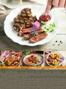 1/2Pcs Multifunctional Stainless Steel Colorful Salad Forks, Dessert Forks, Mirror Polished, Cutlery, Convenient , Dishwasher Safe, Suitable For Home Kitchens, Restaurants And Hotels, Kitchen Gadgets, Perfect Gifts For Housewarming And Dinner Parties