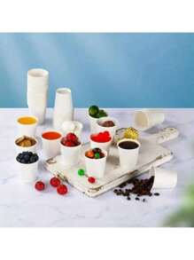 50/100pcs Mini Paper Cups - Ideal For Sampling At Supermarkets, Mouthwash, Fruit Snacks And Party Drinks - High Quality, Snack Cups, Birthday, Christmas, Hotels