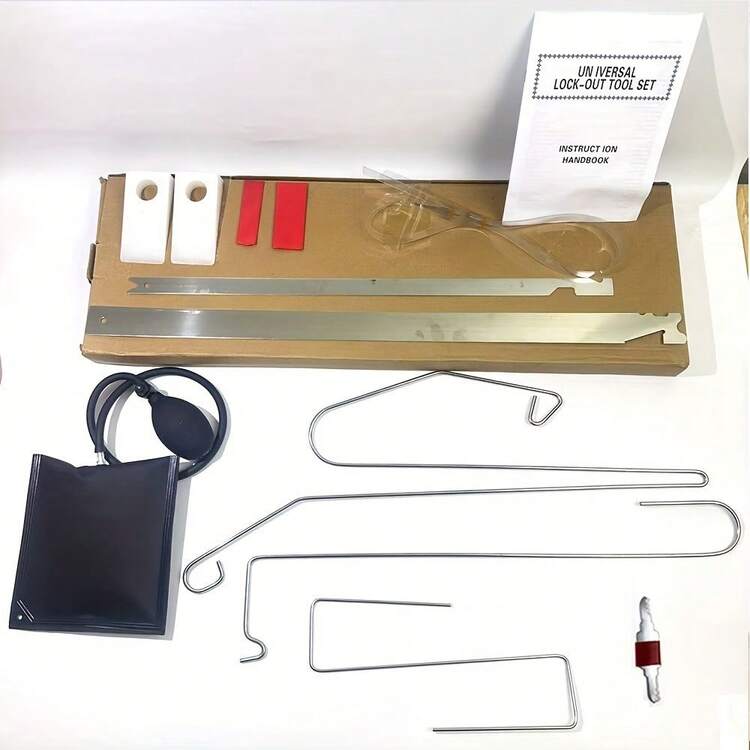 Car Door Lock Thin Wedge Emergency Unlocking Tool Set + Black Air Pump General Automotive Styling Accessories - One Set/kit 10 - View 1