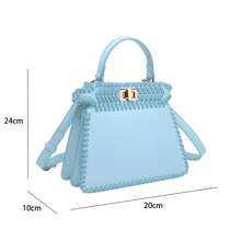 Borsa elegante con dettagli intrecciati e tracolla regolabile - Blu - Visualizzare 2