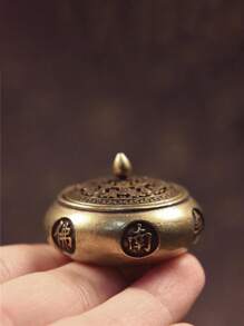 1 pièce Brûleur d'encens mini en cuivre, design ajouré, pour décoration de maison et chambre à coucher, méditation, ornement de table basse, cadeau parfait pour les fêtes, anniversaires, vacances
