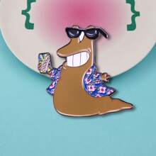 1 件可爱外星人戴眼镜翻领别针礼物，创意独特服装胸针徽章装饰，适用于背包、衣服、衣领、帽子、女性时尚配饰，理想礼物 - 彩色 - 查看 2