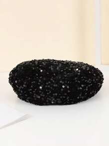 1 件女士彩色亮片金丝绒欧美贝雷帽，适合舞台表演派对