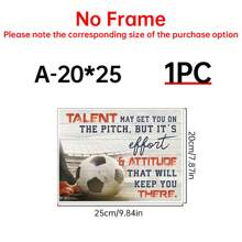 1pc Football Canvas Wall Art, Inspirational Soccer Quote Print, Frameless Sports Themed Decor For Boys Gym Bedroom Living Room - 12x16 Inch Motivational Poster, Gift For Football Enthusiasts Gifts Birthday Graduation