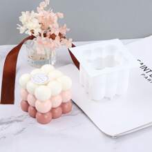 1pc Silicone Bubble Candle Mold - Cube Bubbles Design For, Soap, & Crafting Mold - White - View 5