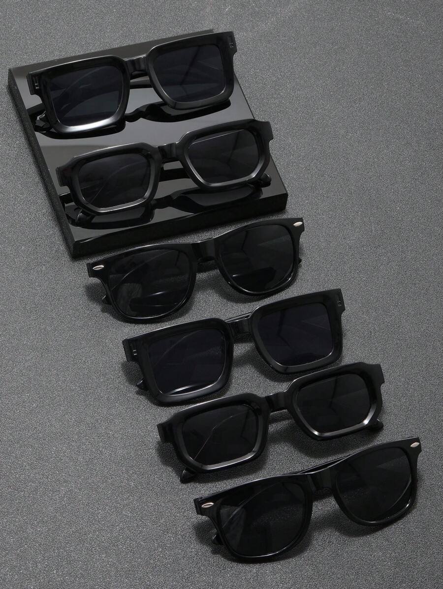 6pcs Unisex Combination Pack, 4pcs, 3pcs Set, 1pc Round Frame, 1pc Square Frame, 1pc Oversized Square Frame, Y2K Square Casual Retro Beach Fashion Sunglasses, Suitable For Daily Wear, All Seasons