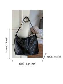 2025春夏新款咖啡棕复古包大容量单肩包、斜挎包、手提包时尚休闲女士日常通勤包适合上班、逛街、约会、日常使用，适合大学生、白领 - 黑色 - 查看 6