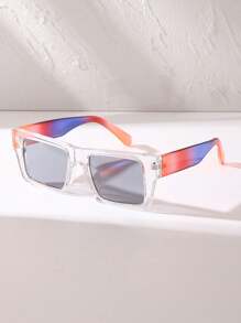 1pc New Western Style Men's Fashion Simple Square Fashion Glasses, Cyberpunk Streetwear Hip Hop Party Essential Glasses