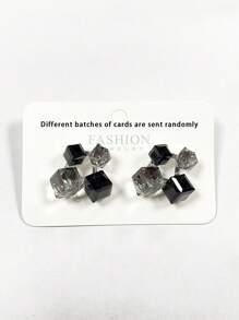 1 Pair Geometric Cube Stud Earrings, Gradient Candy Cubes Versatile Earrings For Women, Great For Parties & Gifts