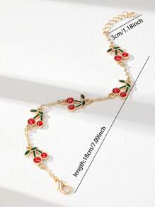 1 pieza Brazalete esmaltado con diseño de cereza de primavera/verano, joyería de brazaletes para mujeres