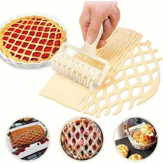 1pc Edible Plastic Mesh Roller Cutting Machine, Baking Pastry Tool, Perfect For Pies, Pizzas, Cookie Dough, Cake Decoration - Easy-To-Use Baking Accessories