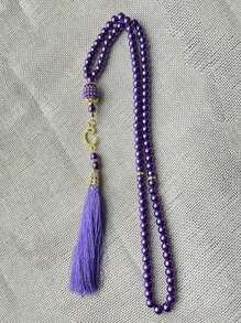 1 pieza 99 cuentas de oración de perlas falsas de vidrio de 6mm, pulsera con borla, pulsera de mano, decoración de muebles