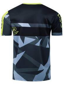 TELEYI Men's Summer Casual Fashion T-Shirt With Vibrant Motorcycle Print, Short Sleeves, Crew Neck - Polyester, Non-Transparent, Knit Fabric, Summer Casual Wear|Dynamic Design Shirt|Smooth Texture Tee