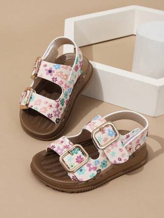 1 Pair Girls Hollow Cute Flat Sandals, Lightweight & Versatile, Suitable For Wedding, Party, Travel, Summer