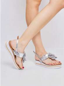 Women's Casual Flat Shoes, Simple And Fashion For Daily Wear Stylish Sandals Summer Sandals For Women - Silver - View 2