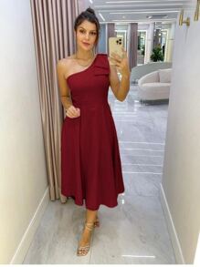Zero Sleeve Midi Dress 00209 - Burgundy - View 2