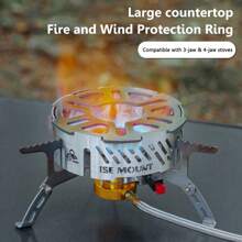 1pc Outdoor Stove Wind Guard With Large Surface Area, Available In Small/Large Size, Compatible With 3/4-Prong Burners, Stainless Steel Mini Portable Stove Ring