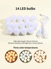 USB Vanity Mirror Lights, Dimmable LED Vanity Table Lamp, Bathroom Makeup Vanity Lighting, Suitable For Makeup Mirror, LED Lights - White - View 12